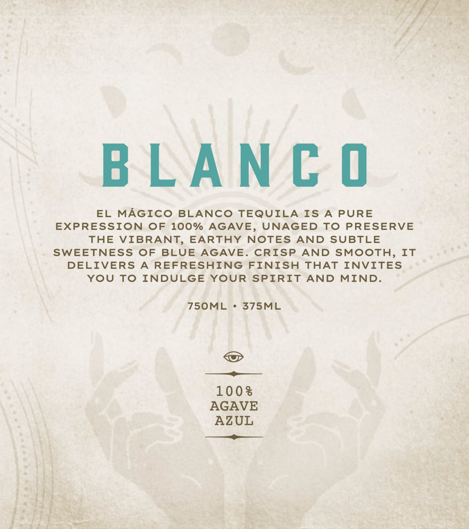 Description of El Mágico Tequila Blanco profile:

EL MÁGICO BLANCO TEQUILA IS A PURE EXPRESSION OF 100% AGAVE, UNAGED TO PRESERVE THE VIBRANT, EARTHY NOTES AND SUBTLE SWEETNESS OF BLUE AGAVE. CRISP AND SMOOTH, IT DELIVERS A REFRESHING FINISH THAT INVITES YOU TO INDULGE YOUR SPIRIT AND MIND.
750ML • 375ML

100% AGAVE AZUL