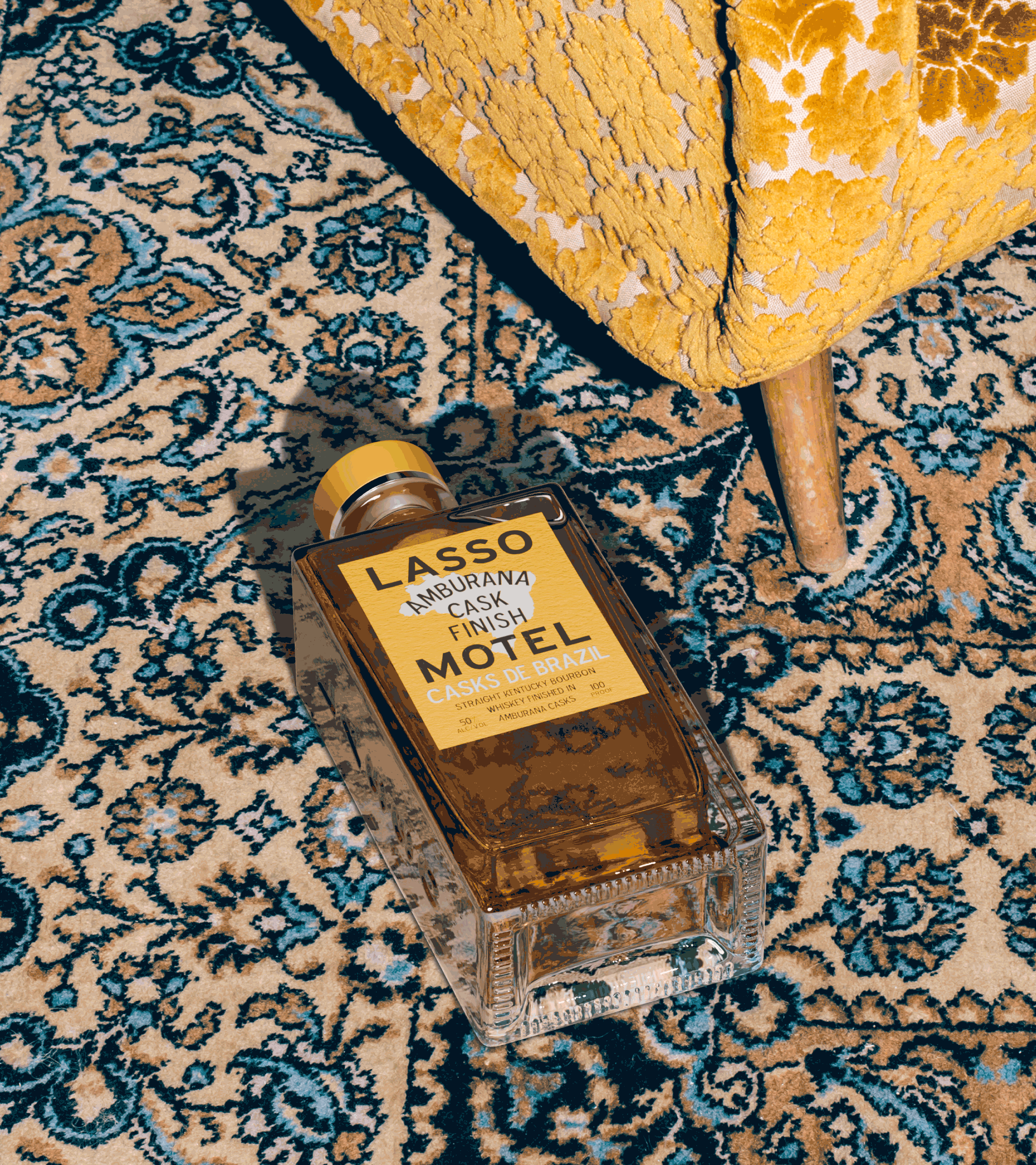 Photograph of Lasso Motel's Amburana Cask Finish bottle.