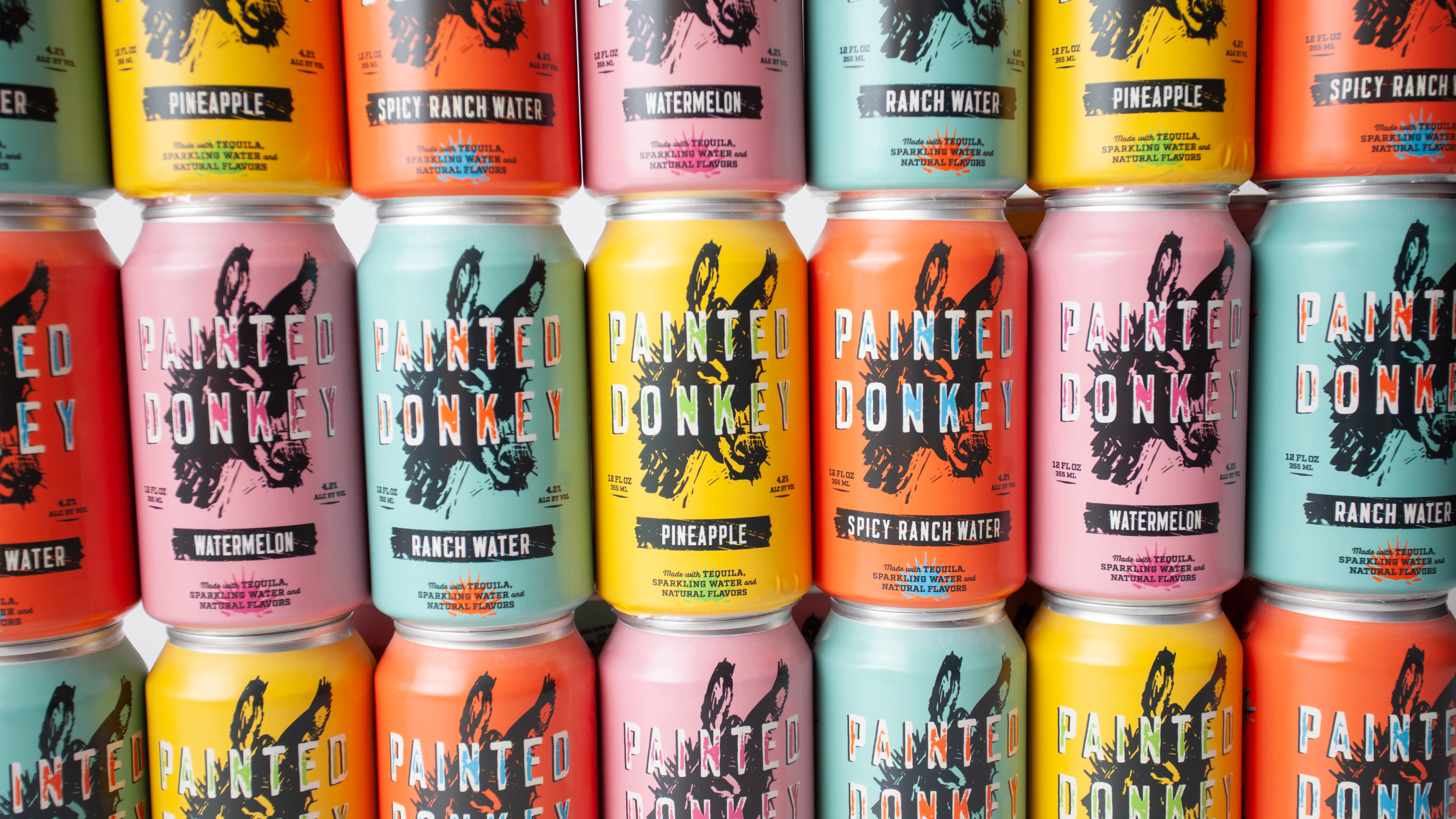 Ready to drink Painted Donkey cans close up
