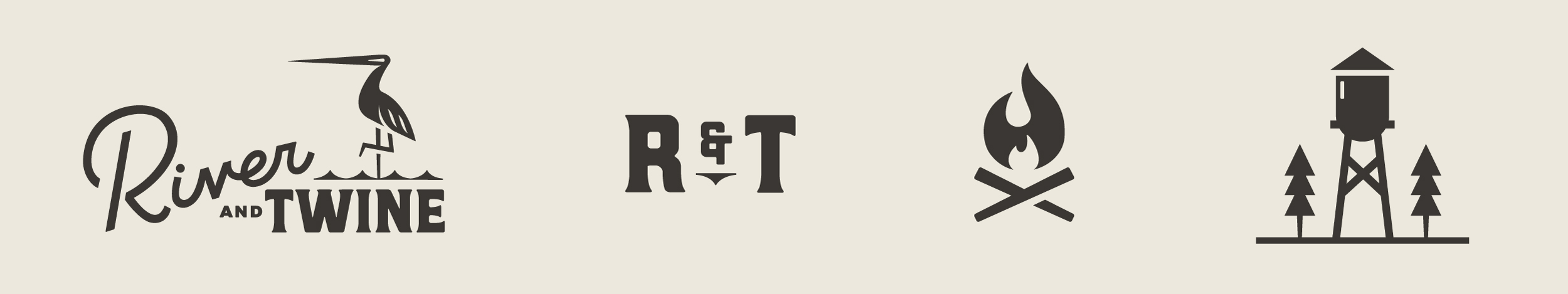 Rocky Mount River and Twine wordmark and iconography dark grey on white background