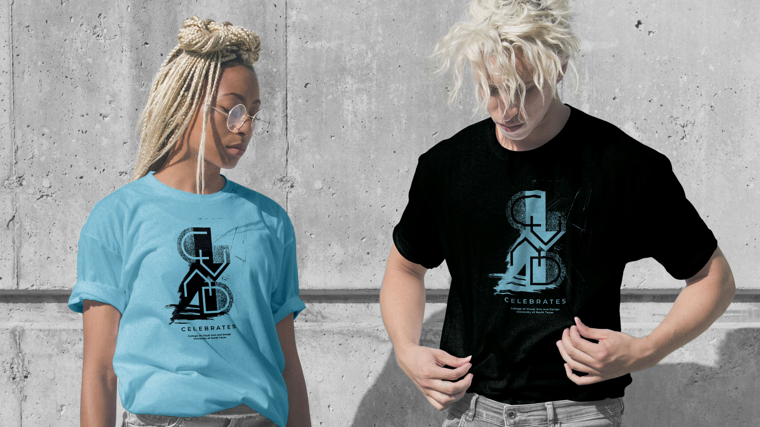 Students wearing CVAD Celebrates t-shirts